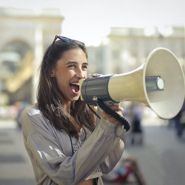 digital marketing consultant girl with megaphone