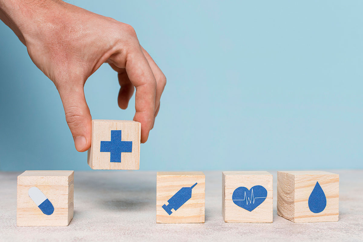 healthcare digital advertising front view assortment medical still life elements