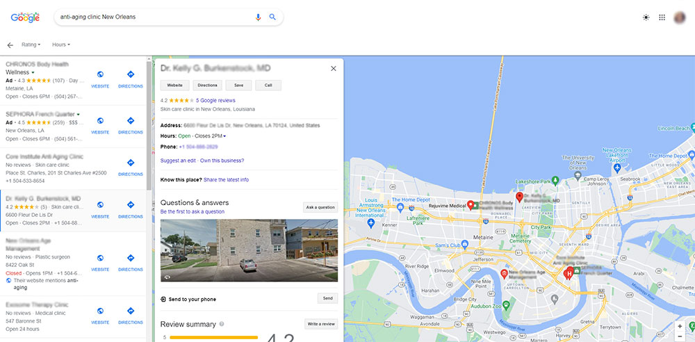 healthcare online marketing gmb example with clinics