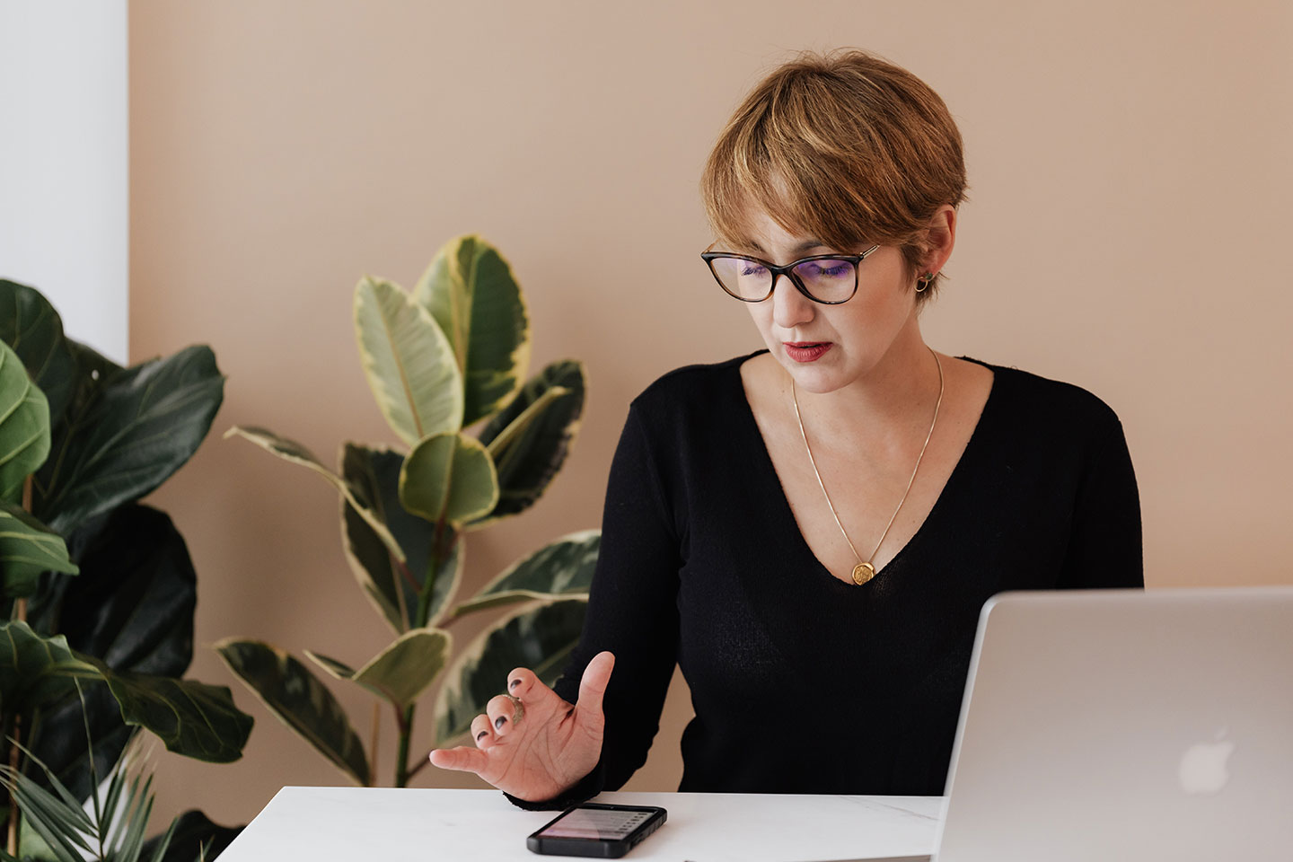 woman expert checking marketing channels