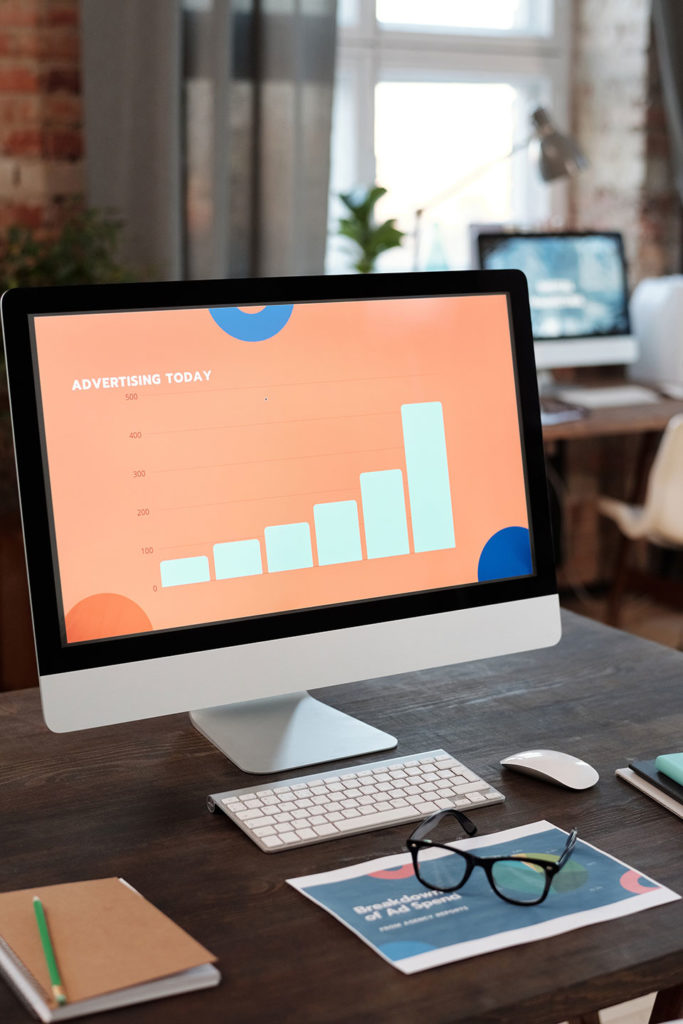 marketing results diagram on imac display